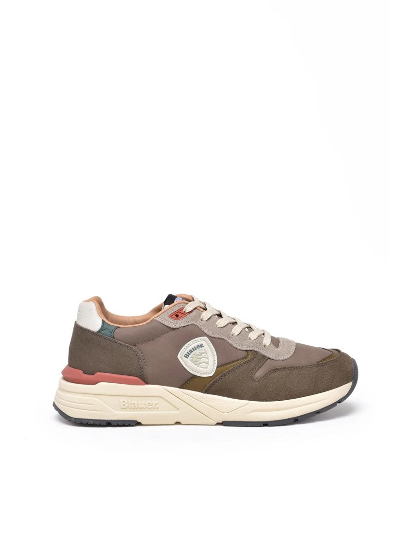 Blauer Leather And Rubber Sneakers With Vibrant Accents