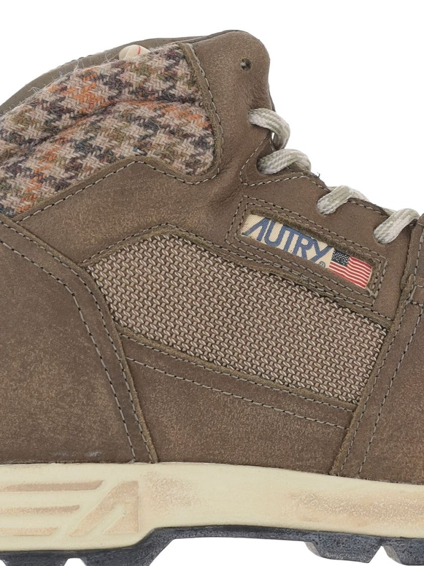 Autry Mid-Top Sneakers With Houndstooth Ankle Panel