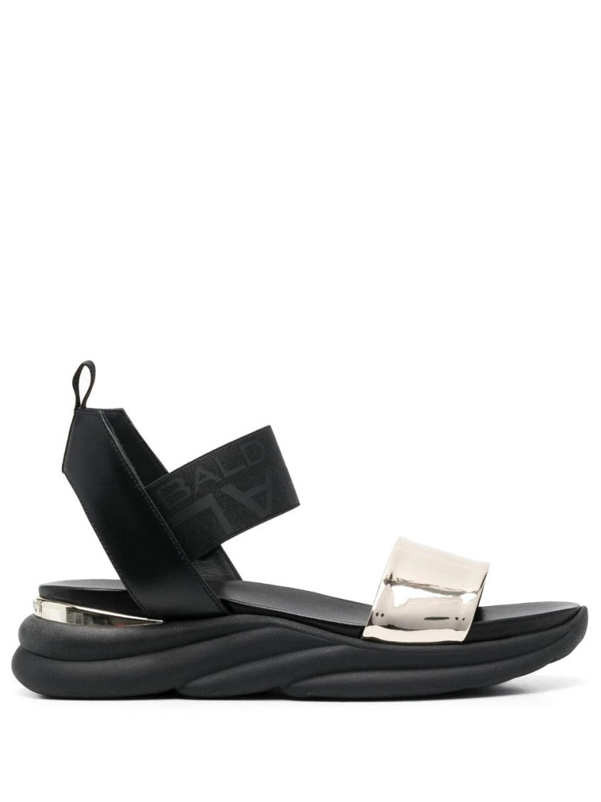 Baldinini Grey Contemporary Open-Toe Leather Sandals