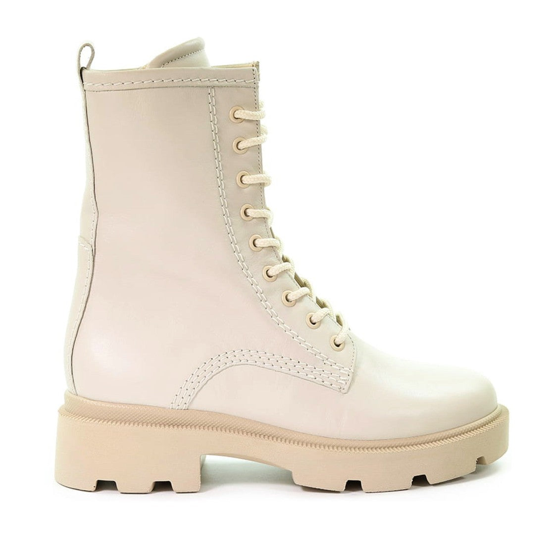 Gabor Beige Chunky Sole Lace-Up Leather Ankle Boots