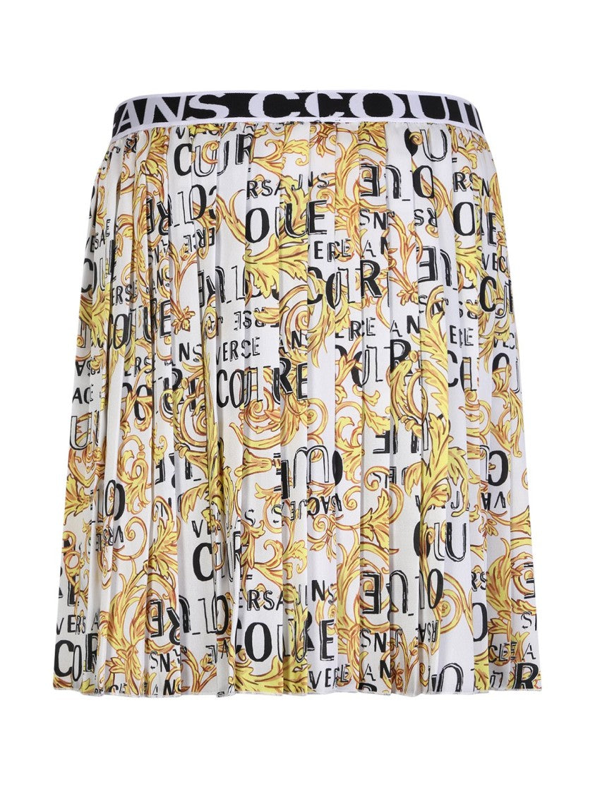 Versace Jeans Couture Pleated Twill Skirt With Bold Print