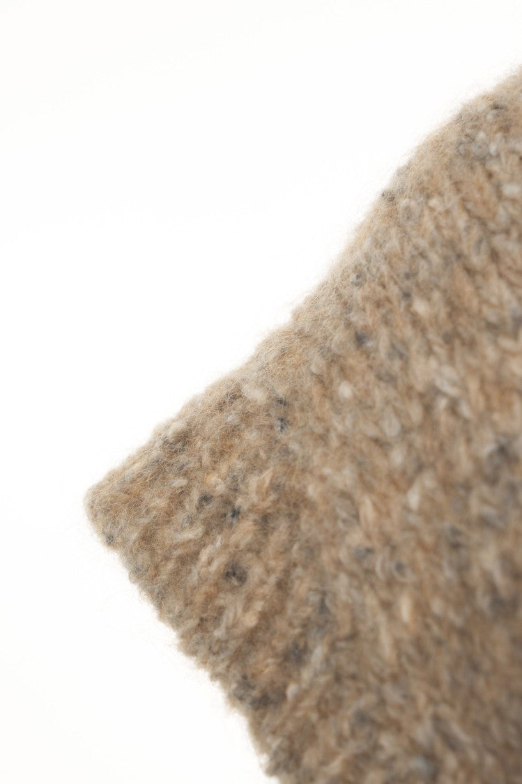 Mvm Mélange Knit V-Neck Sweater With Short Sleeves
