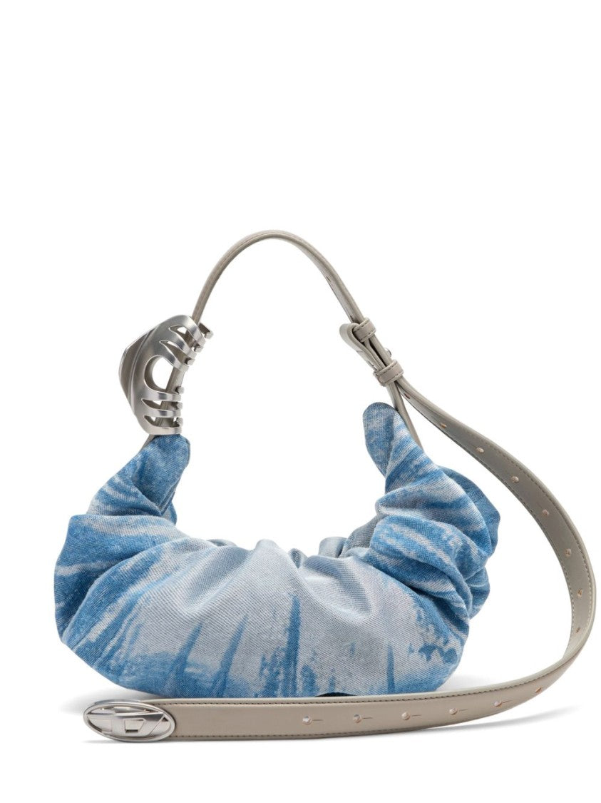 Diesel Ruched Silk And Nylon Leather Bag