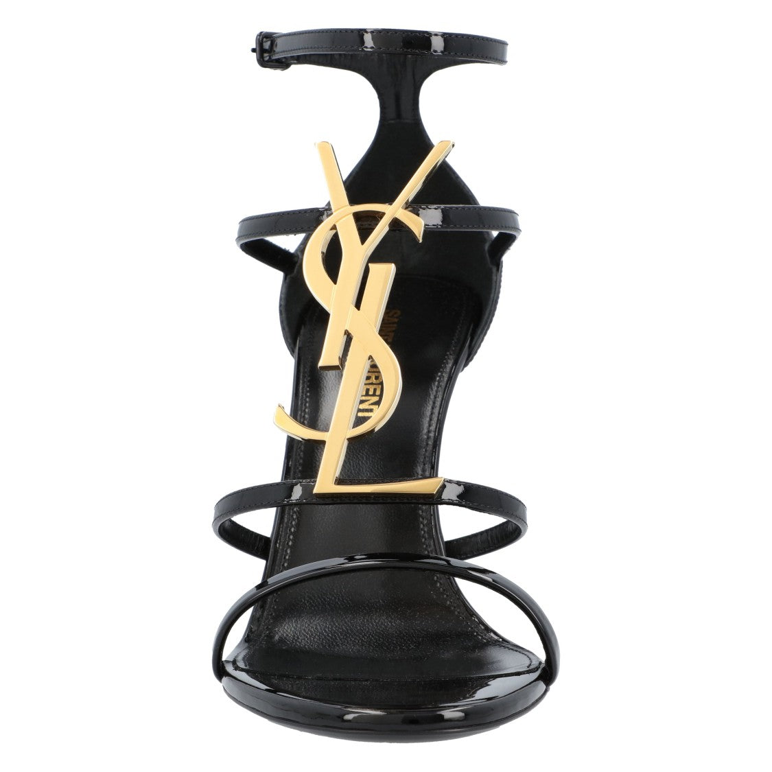 Saint Laurent Cassandra Sandals In Patent Leather Black