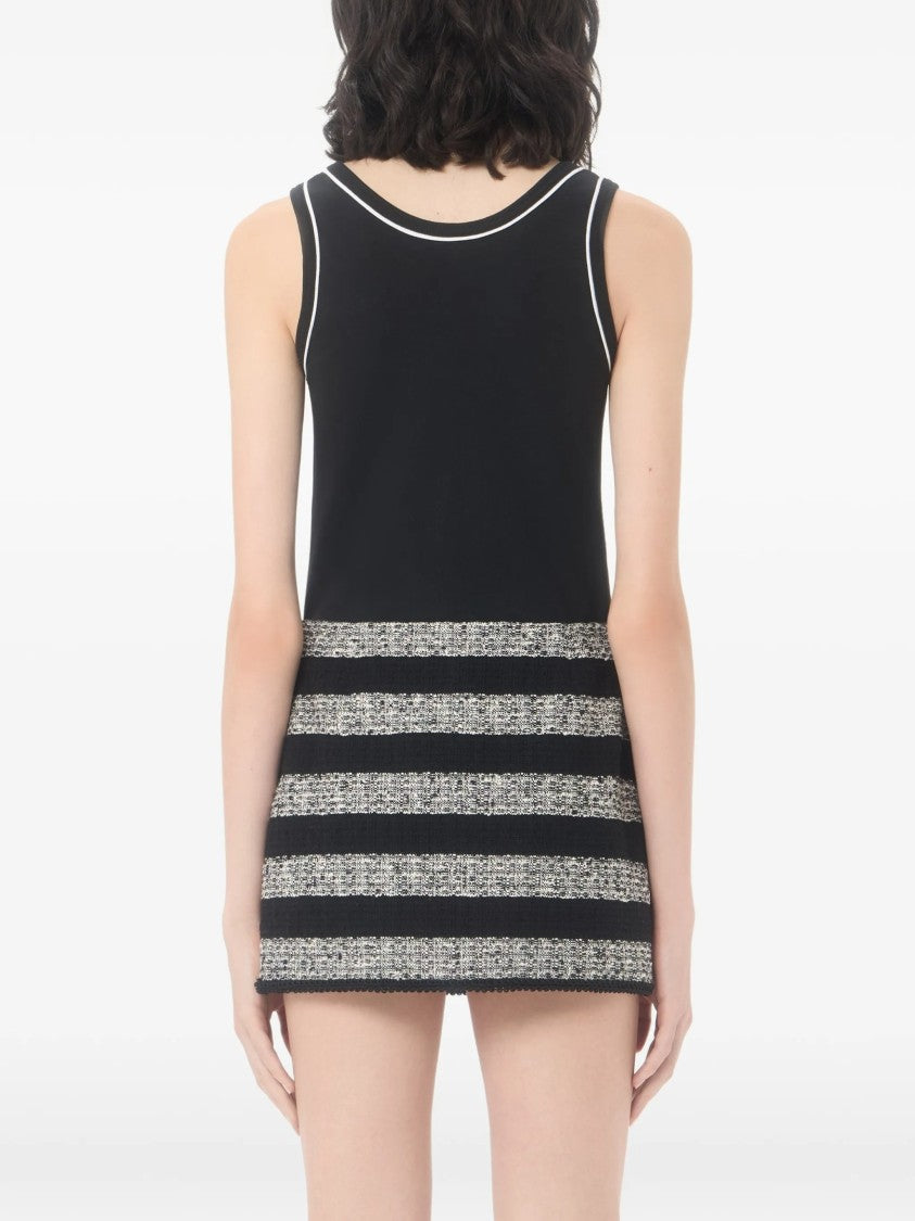 Valentino Jersey Top Sleeveless White Piping Tank