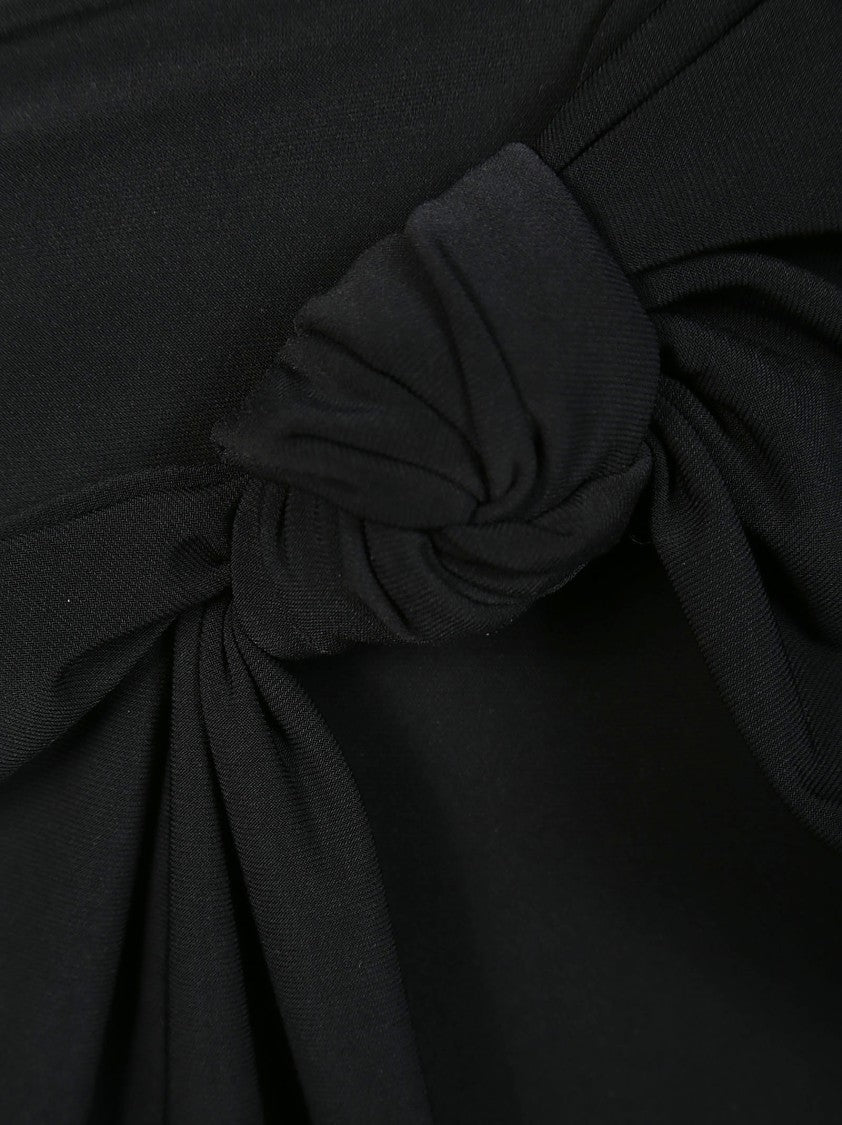 Sportmax One-Shoulder Black Jersey Dress With Knotted Detail