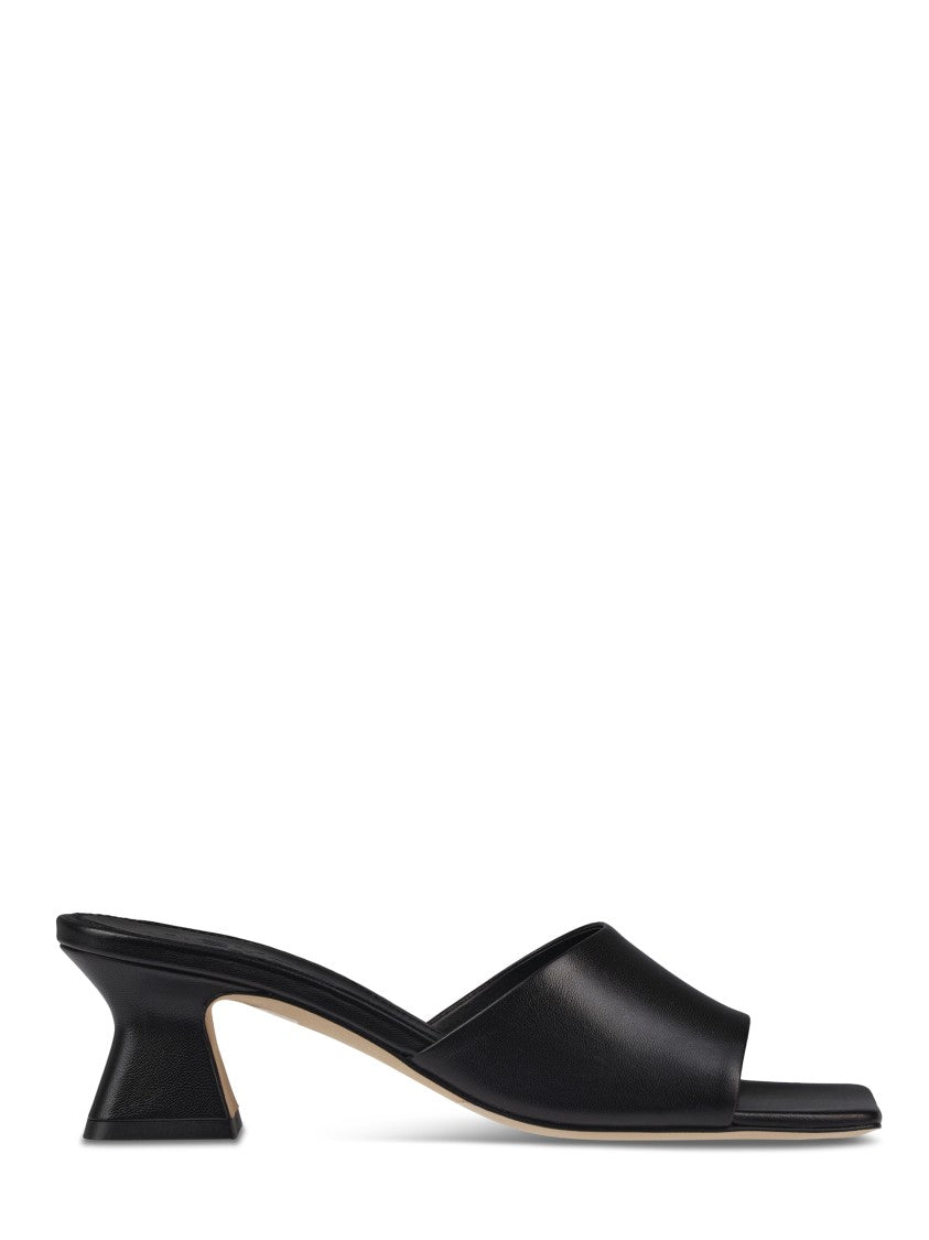 Aeydē Open-Toe Black Nappa Leather Sandals