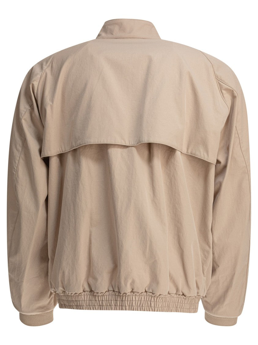 Kaptain Sunshine Beige Cotton Jacket With Snap-Button Collar