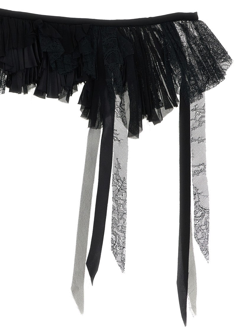 Alberta Ferretti Georgette Collar With Flounces And Lace Fringes