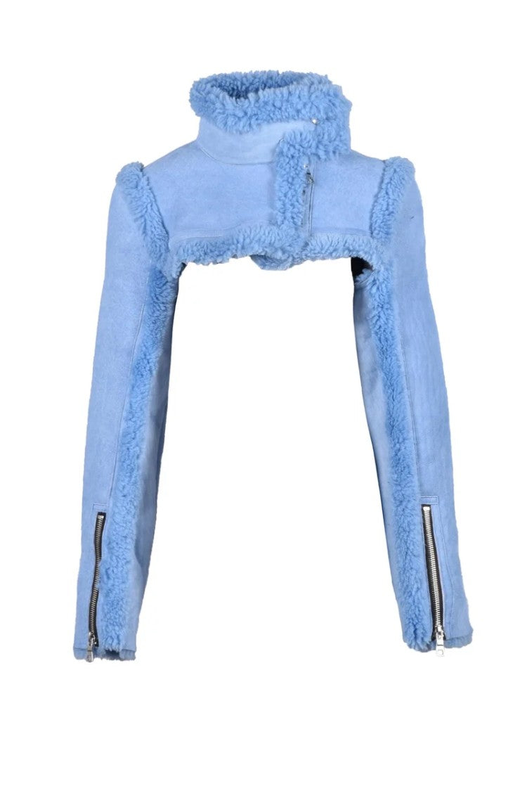 Laquan Smith Cropped Celeste Leather Jacket