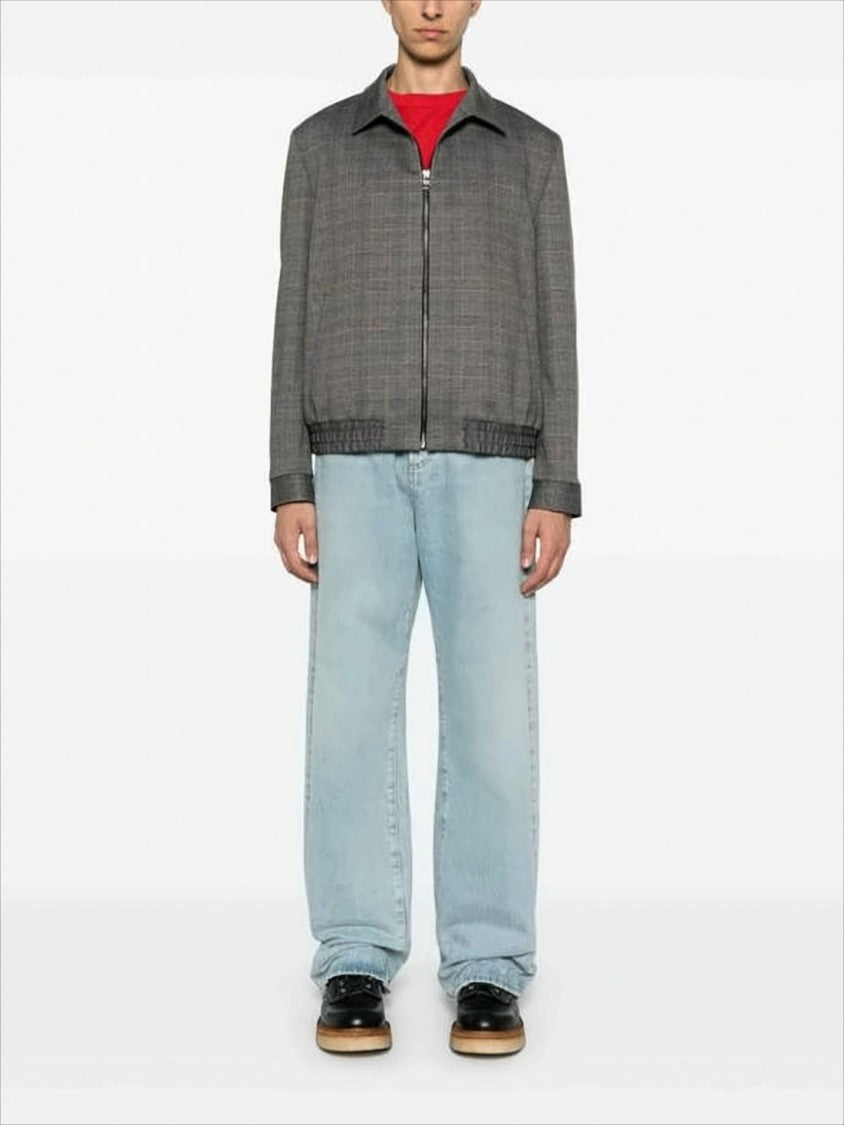 Hugo Boss Grey Checkered Casual Jacket With Structured Collar By Hugo Boss