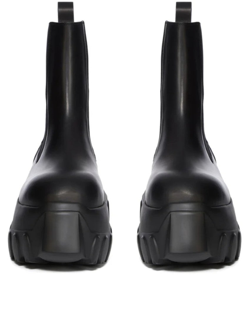 Rick Owens Chunky Black Ankle Boots With Oversized Sole And Utility Design