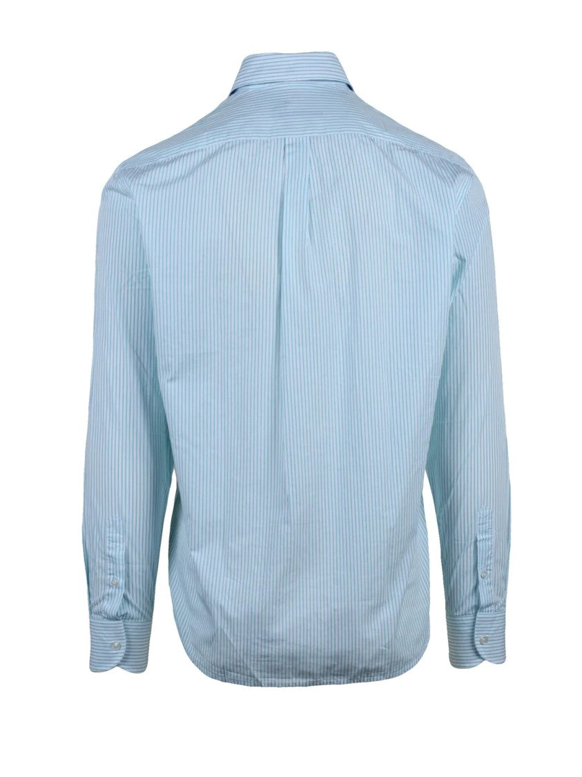 Harmont&Blaine White/Green Vertical Stripe Cotton Shirt