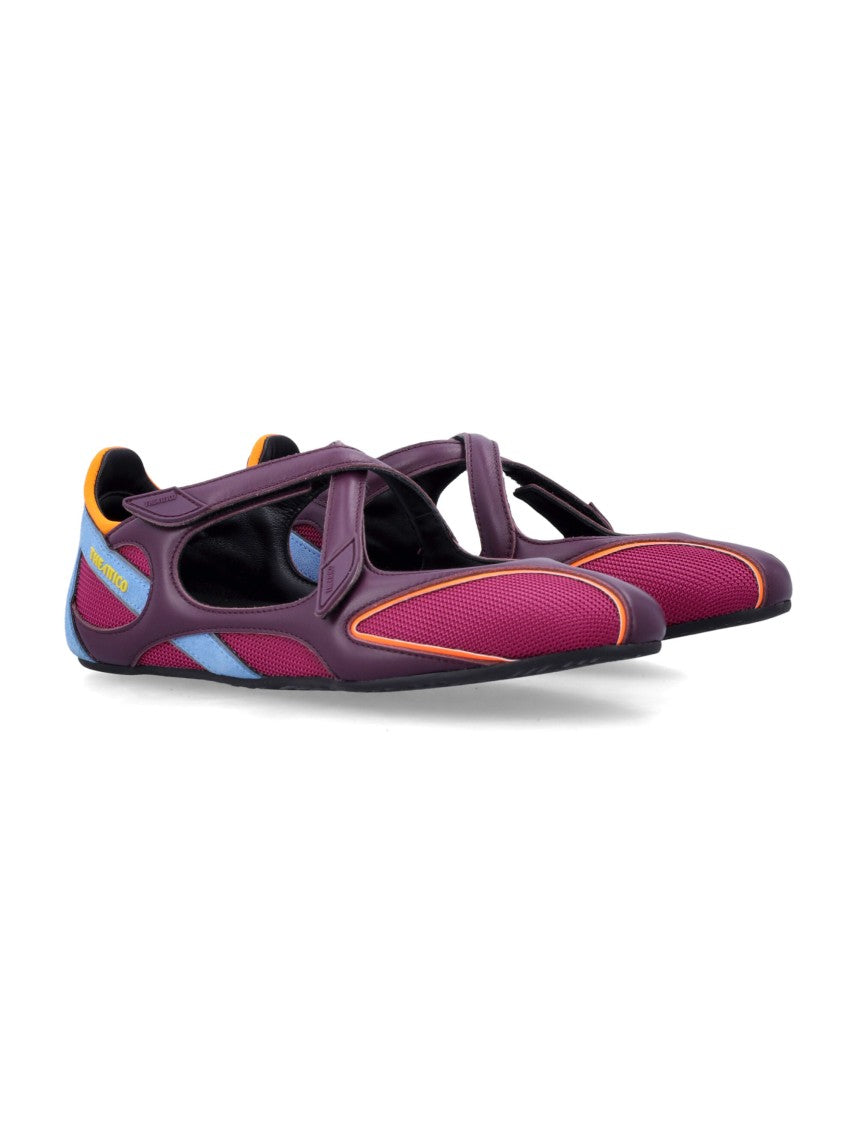 The Attico Mesh And Leather Ballerina Flats With Vibrant Accents