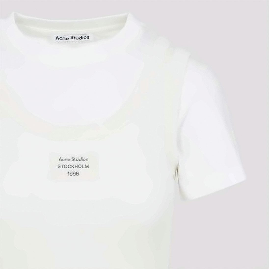 Acne Studios Layered White Cotton Tee With Cream Tank And Logo