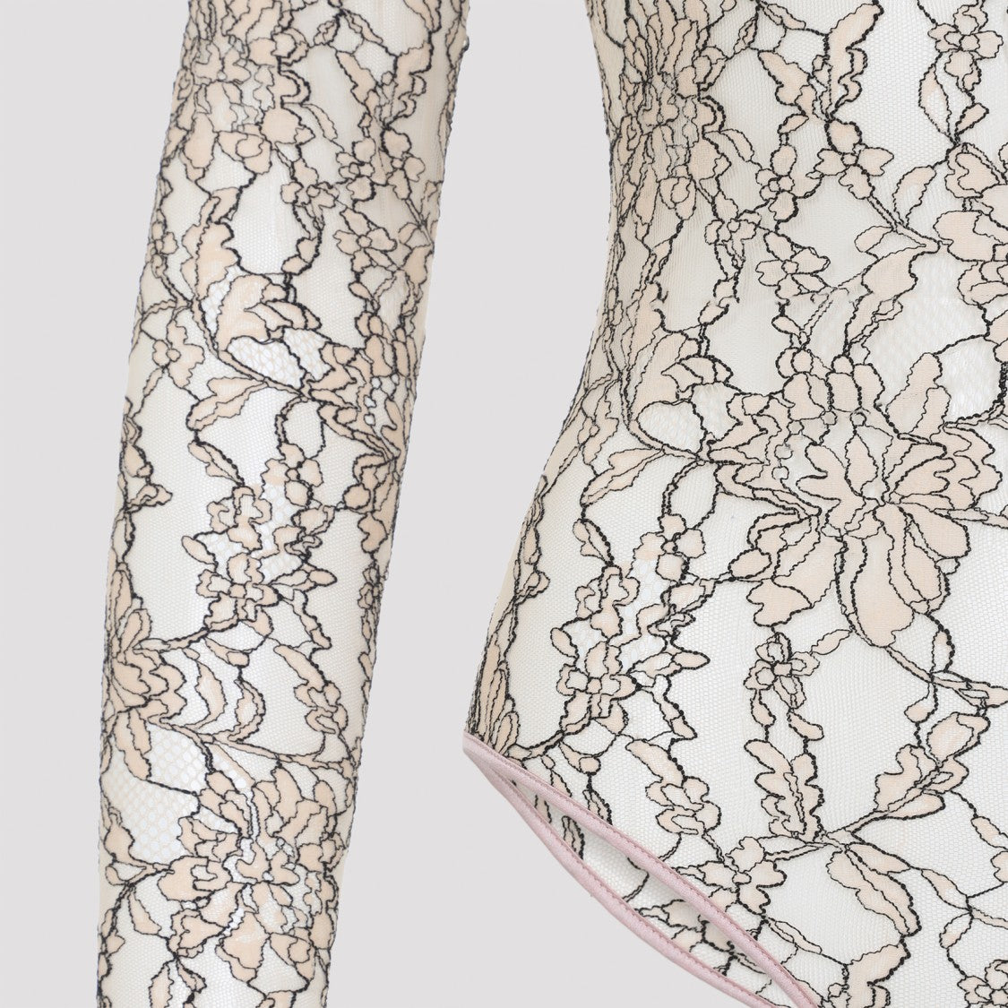 Valentino Rebrodé Lace Pink And Black Polyamide Body