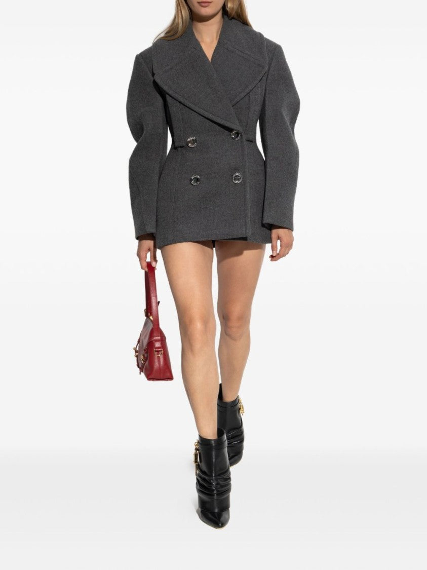 Givenchy Short Grey Coat With Exaggerated Puffed Sleeves