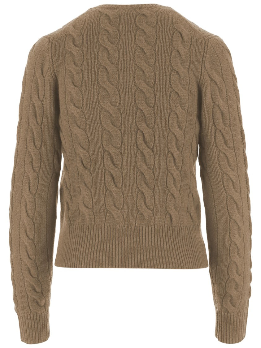 Polo Ralph Lauren Crew Neck Cardigan With Cable Knit And Embroidered Logo