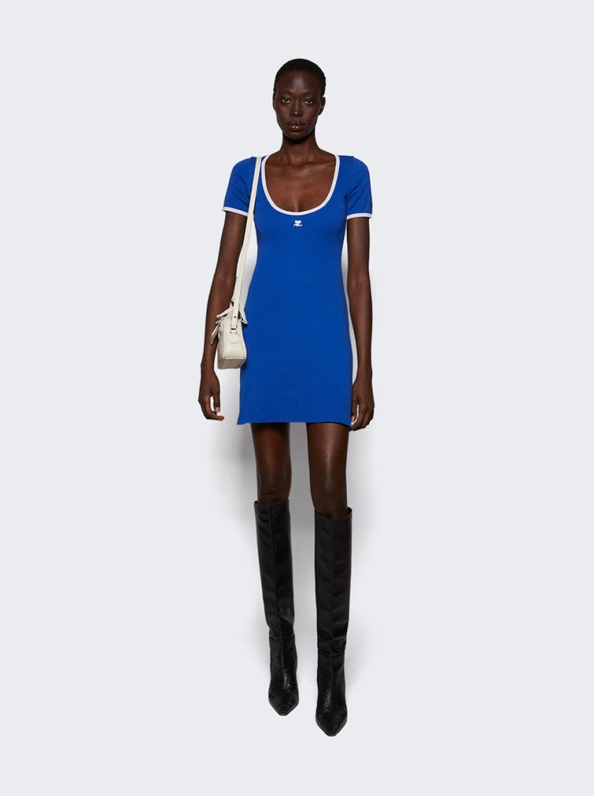 Courrèges Holistic Contrast Mini Dress Saphire And Pearl
