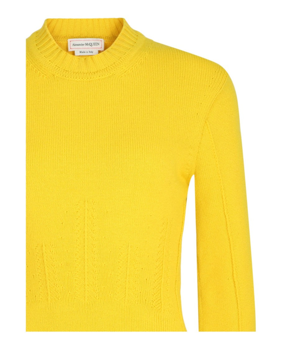 Alexander Mcqueen Mock-Neck Cashmere Sweater With Corset Waist Design