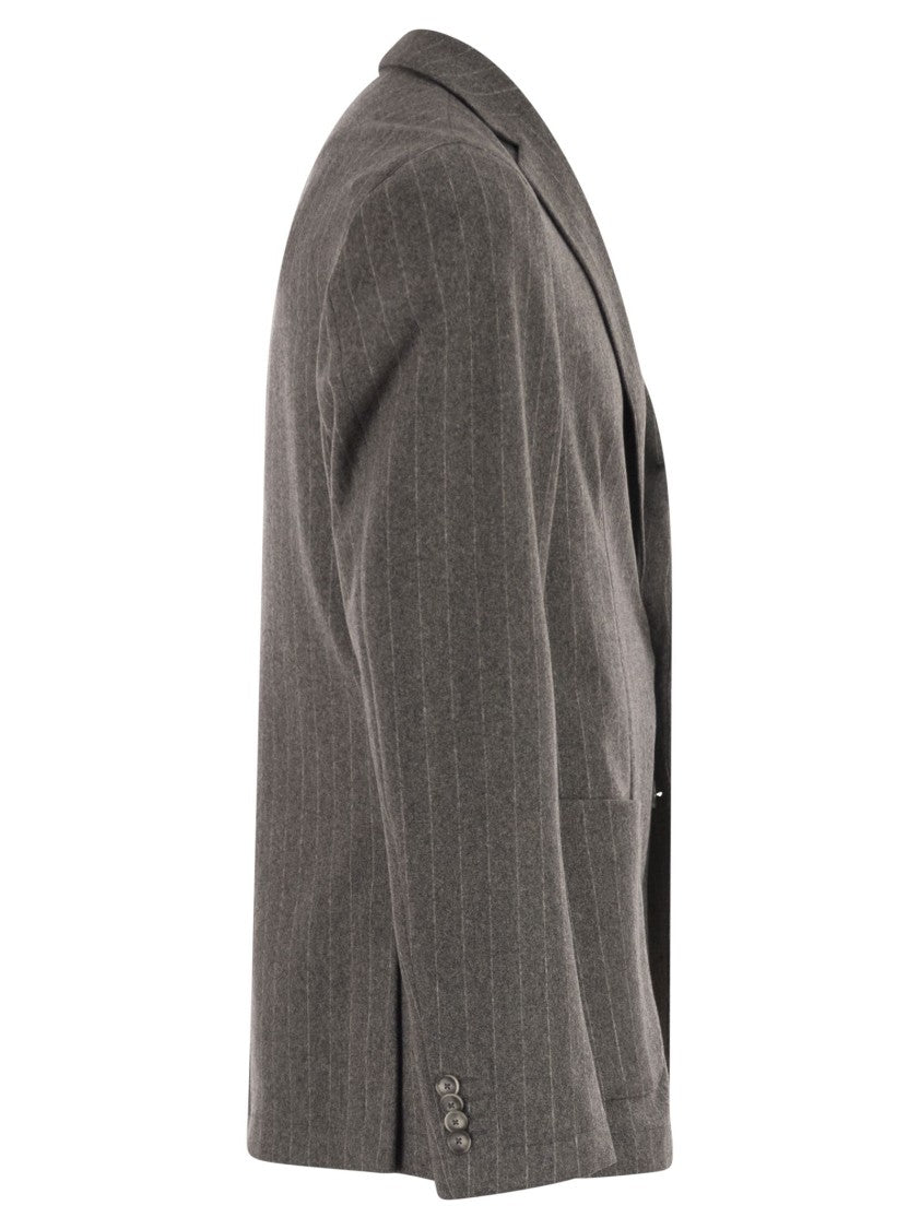 Boss Slim-Fit Blazer In Stretch Striped Flannel