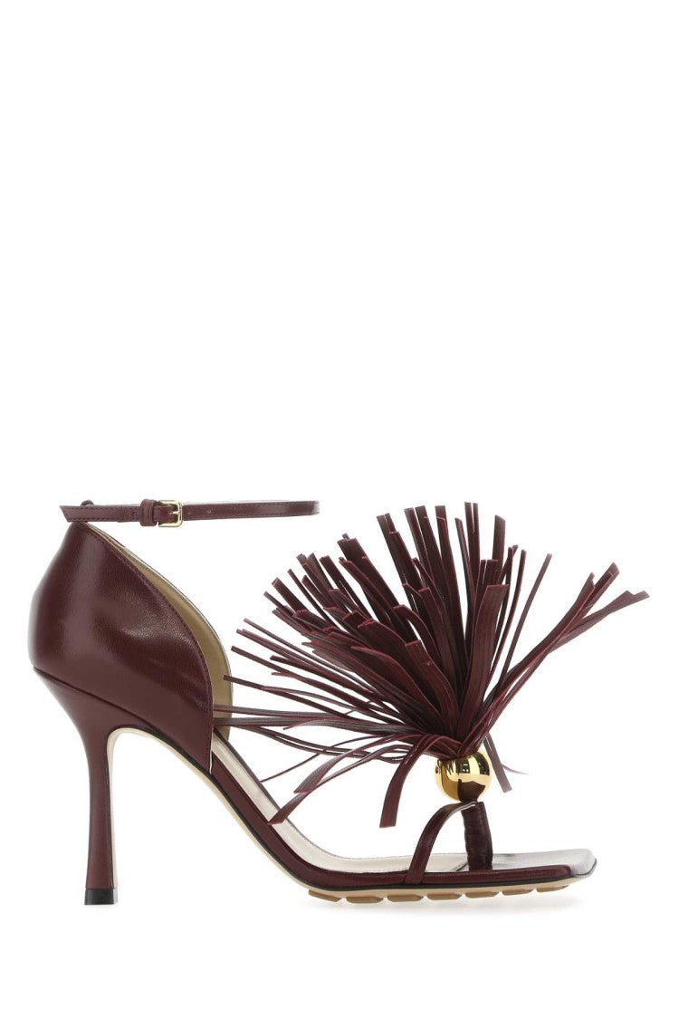 Bottega Veneta Burgundy Leather Stretch Sandals