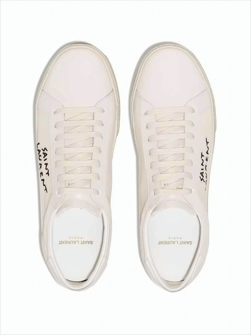 Saint Laurent Canvas And Calfskin Low-Top Sneakers With Handwritten Logo
