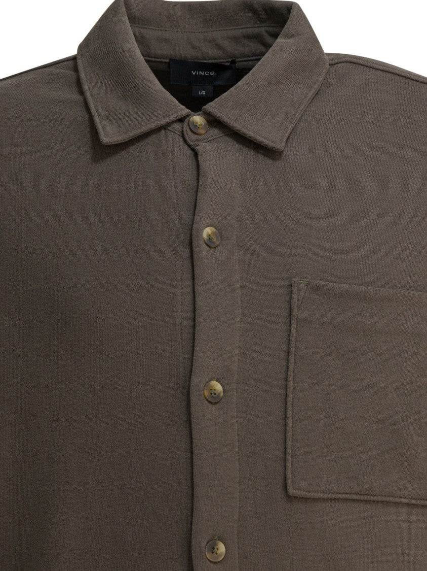 Vince Cotton Suede Overshirt Jacket
