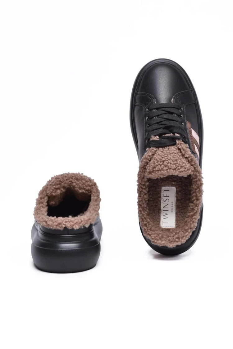 Twin-Set Black Rubber Women's Rubber Mules