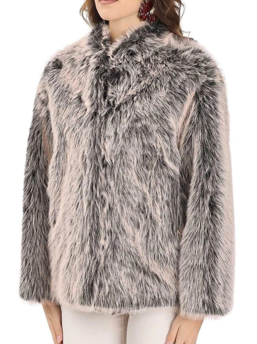 Patrizia Pepe Pink Polyester Faux Fur Coat