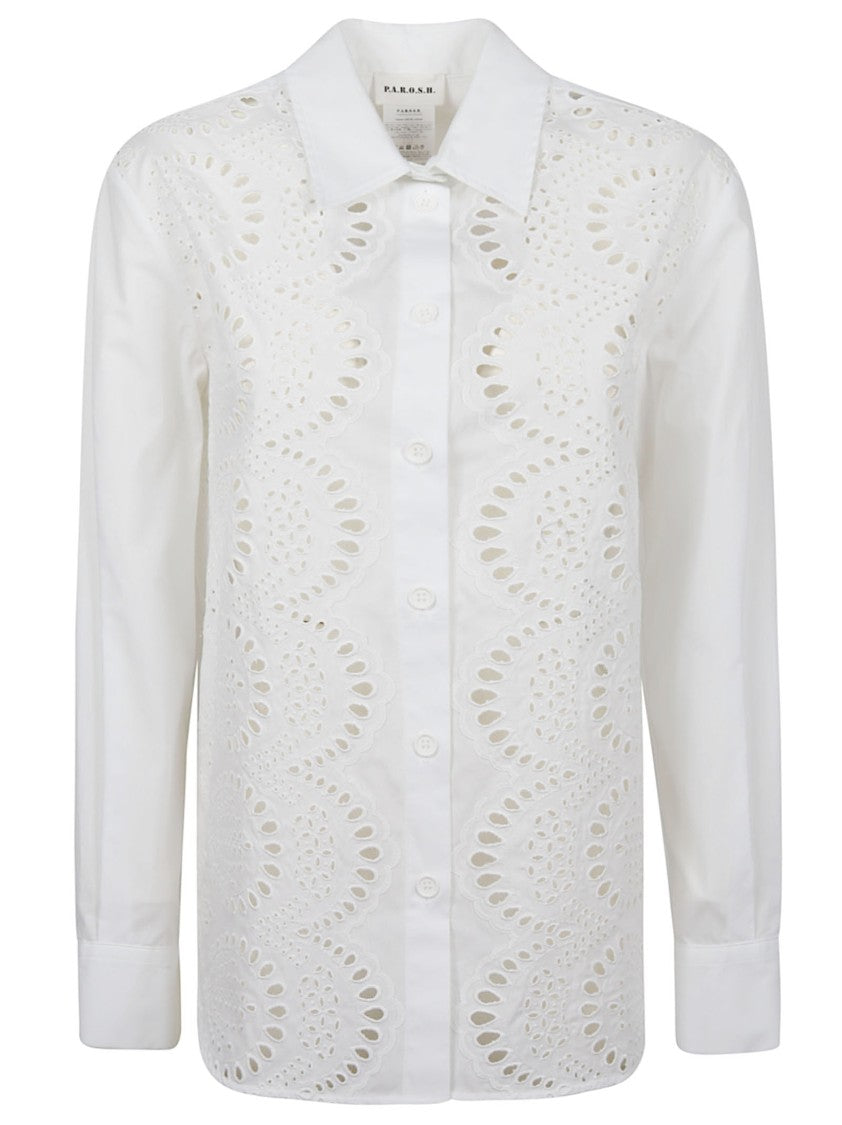P.A.R.O.S.H. Cannes Eyelet Embroidered Cotton Shirt