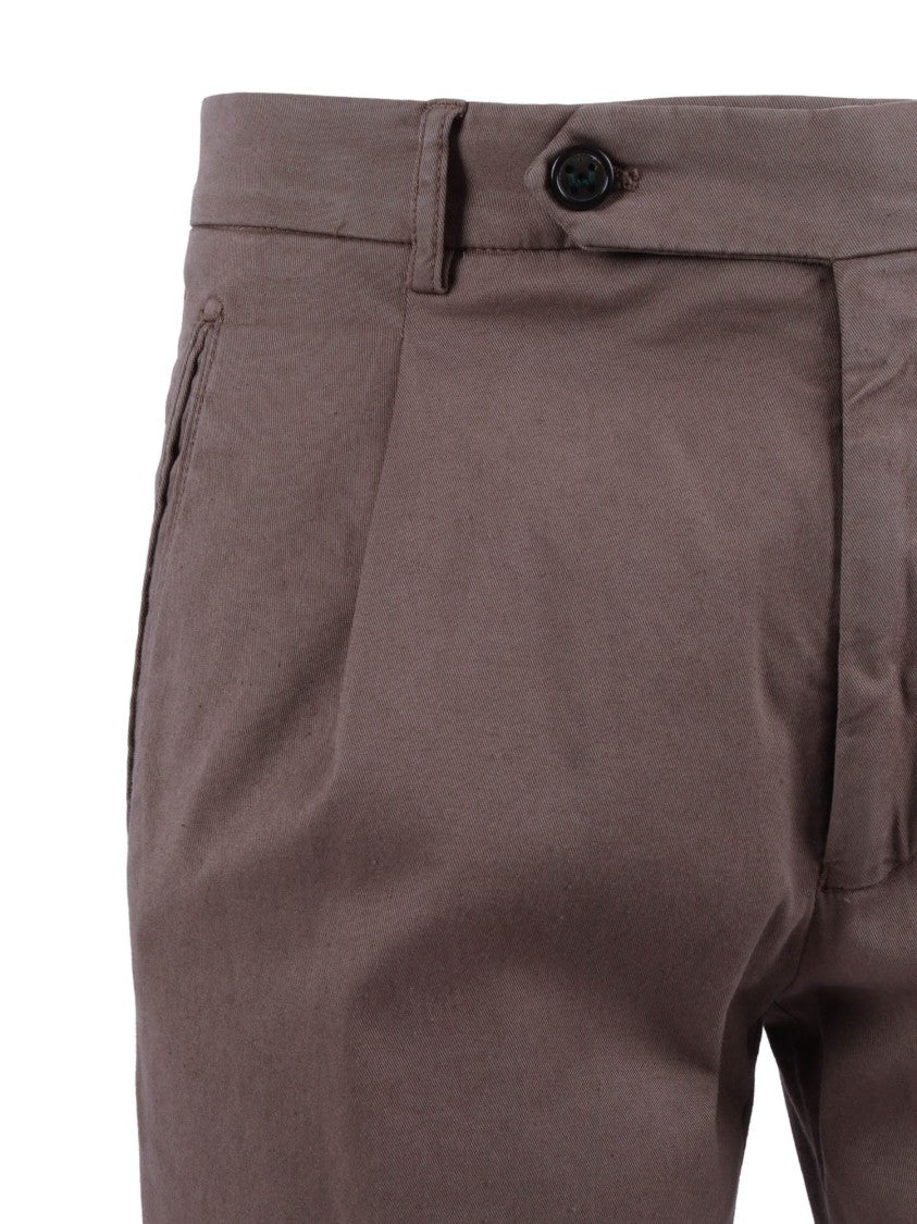 Berwich Brown Tailored Tapered Subtle Straight-Leg Pants