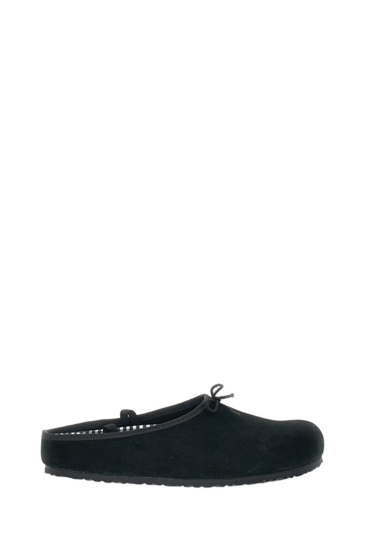 Birkenstock Opera Mule With Gingham Print Cork Footbed And Bow Detail