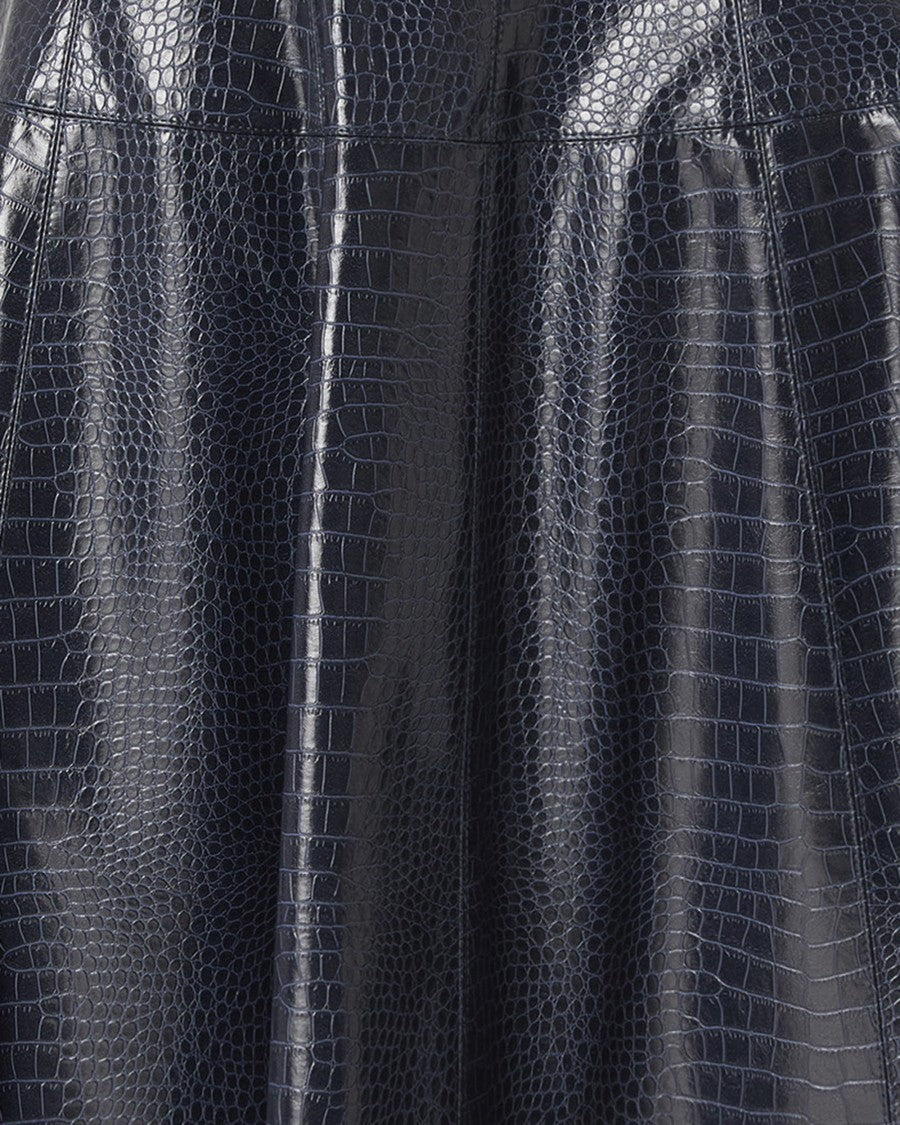Pinko Blue Crocodile-Effect Midi Skirt