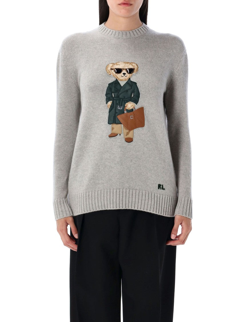 Polo Ralph Lauren Cashmere Crewneck Sweater With Whimsical Bear Patch
