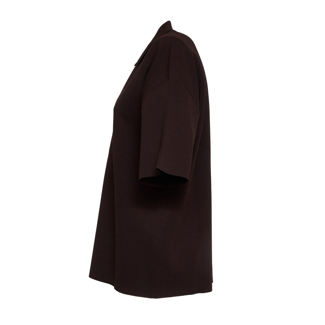 Parosh Brown Half Sleeve Top With Collar And V-Neckline