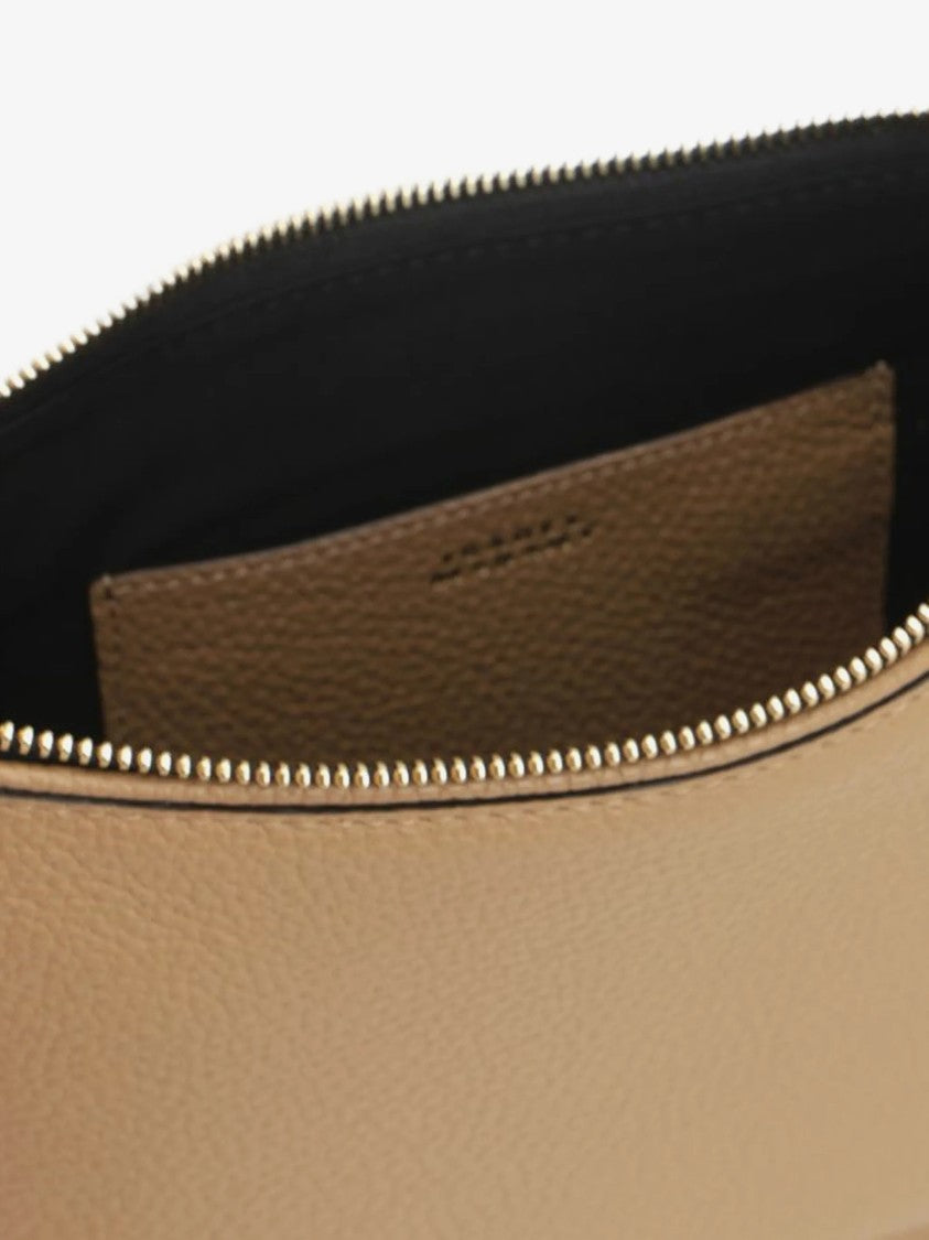 Isabel Marant Crescent-Shaped Pebbled Shoulder Bag With Gold-Tone Studs