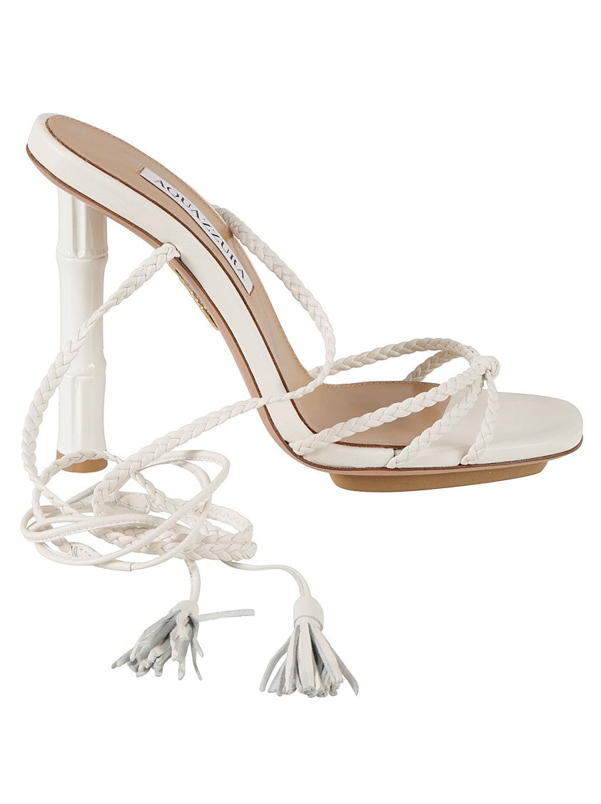 Aquazzura Braided Strap Sandals With Bamboo-Style Heel