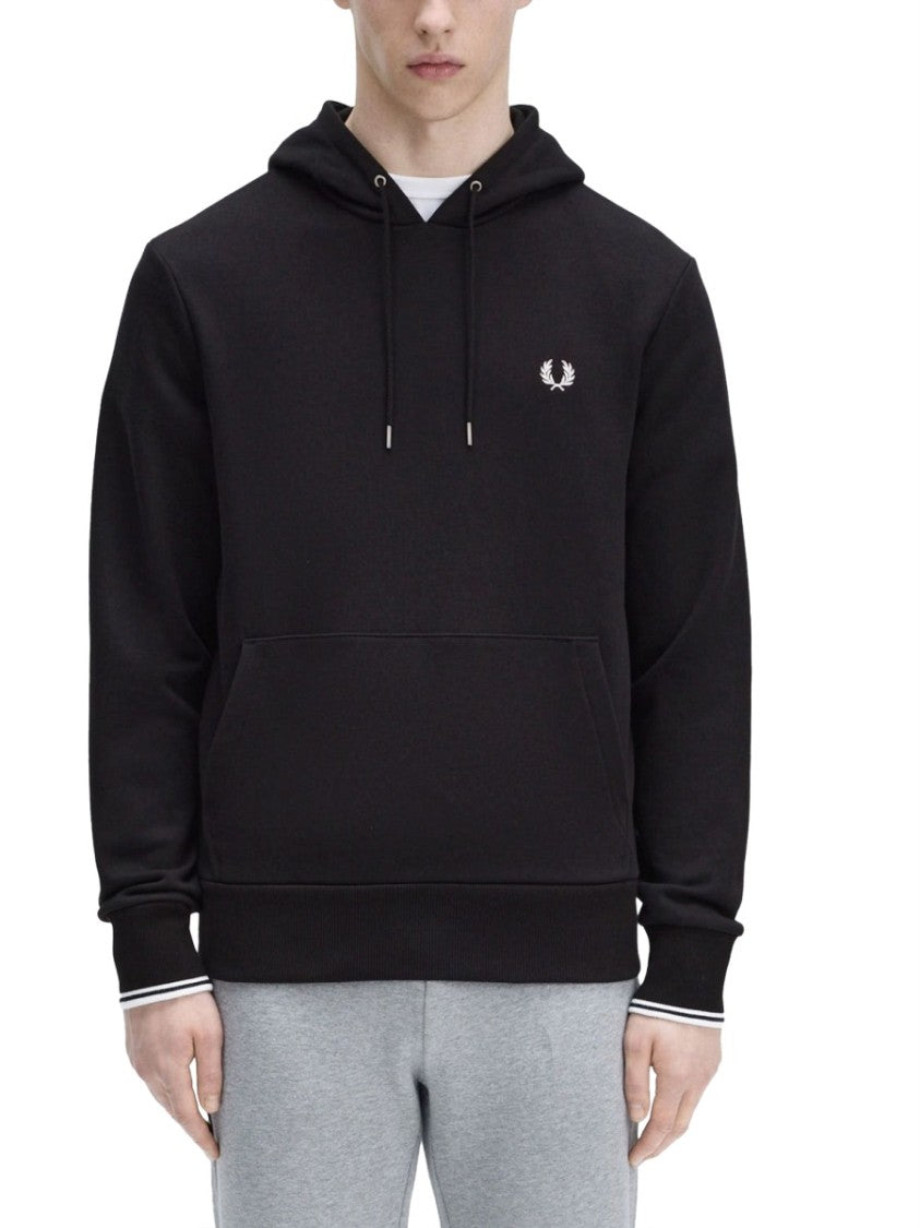 Fred Perry Black Hoodie With Embroidered Laurel Wreath