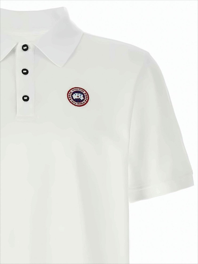 Canada Goose White Short-Sleeve Polo Shirt With Traditional Collar
