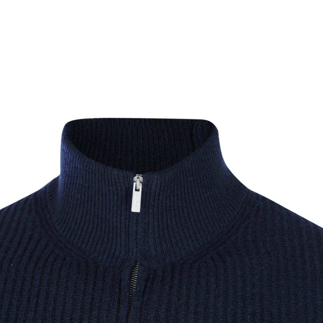 Lardini Ribbed Knit Sweater With High Stand Collar