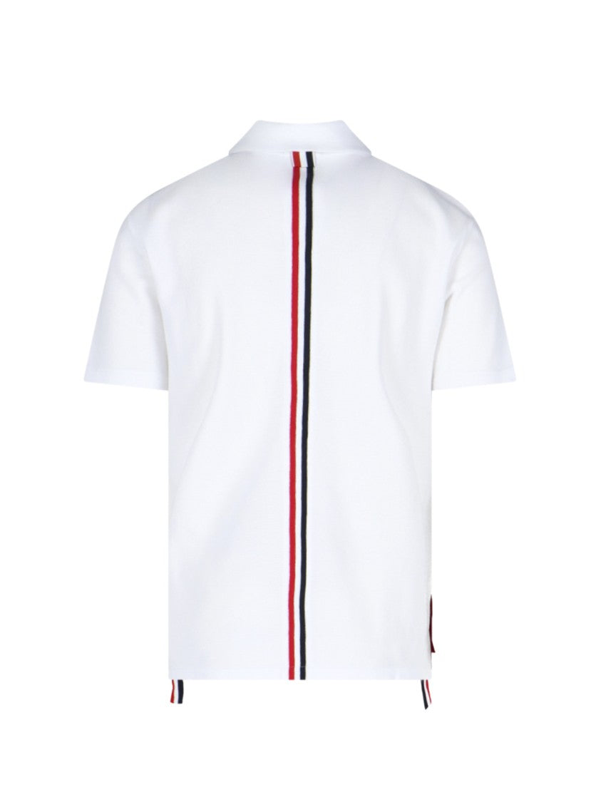 Thom Browne Polo Shirt With Tricolor Detail – White