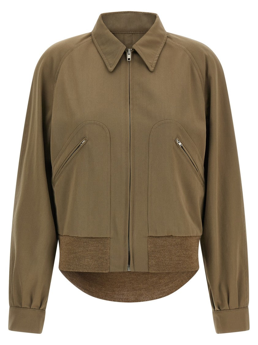 Maison Margiela Cropped Wool Caban Jacket With Shirt Collar And Pleated Back Detail