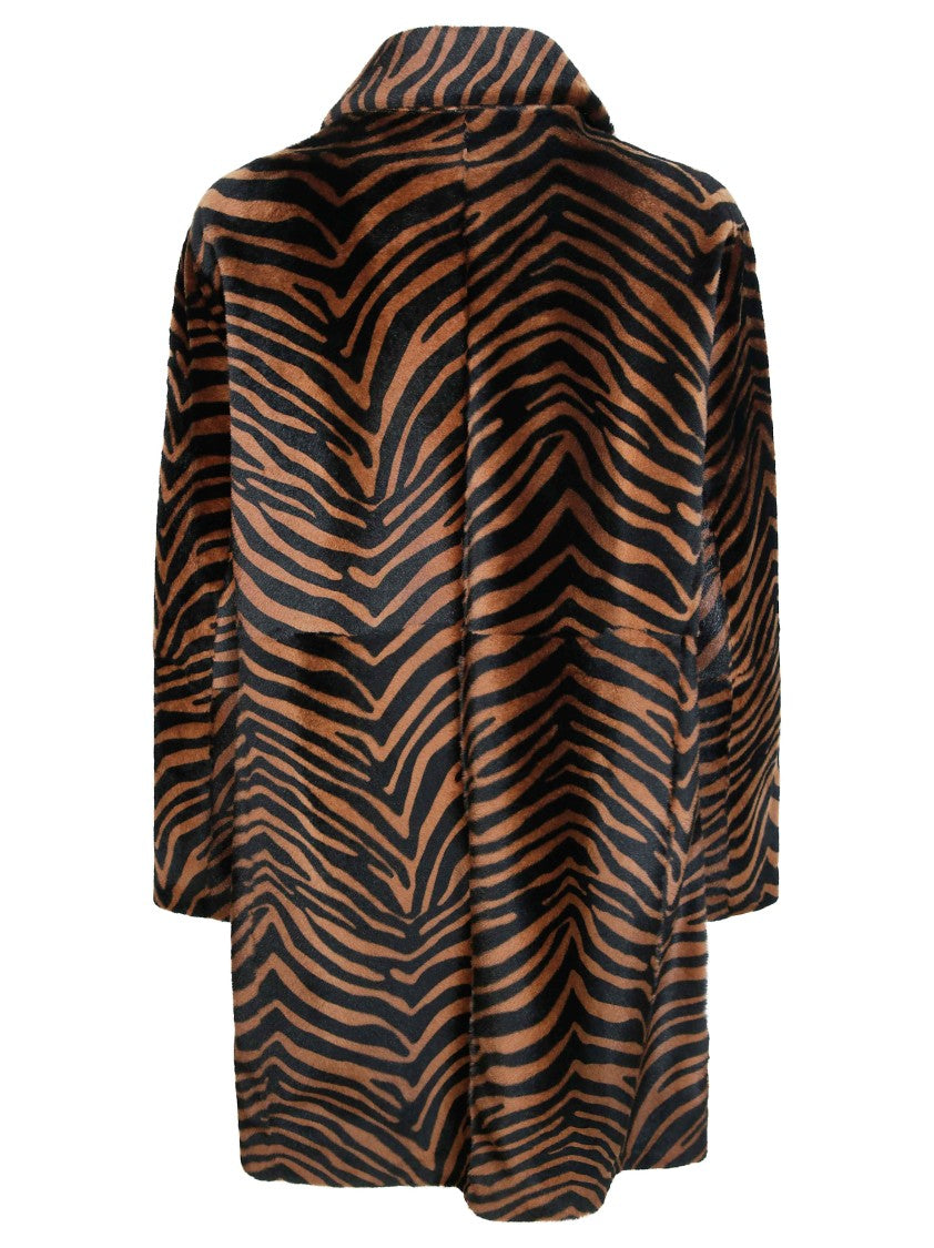 Parosh Tiger Stripe Lambskin Coat
