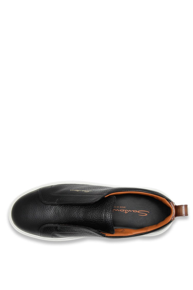 Santoni Pebbled Leather Slip-On Sneakers