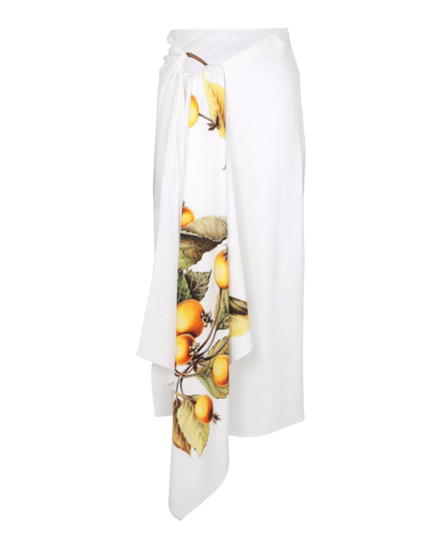 Ferragamo Draped Asymmetrical Skirt With Botanical Print