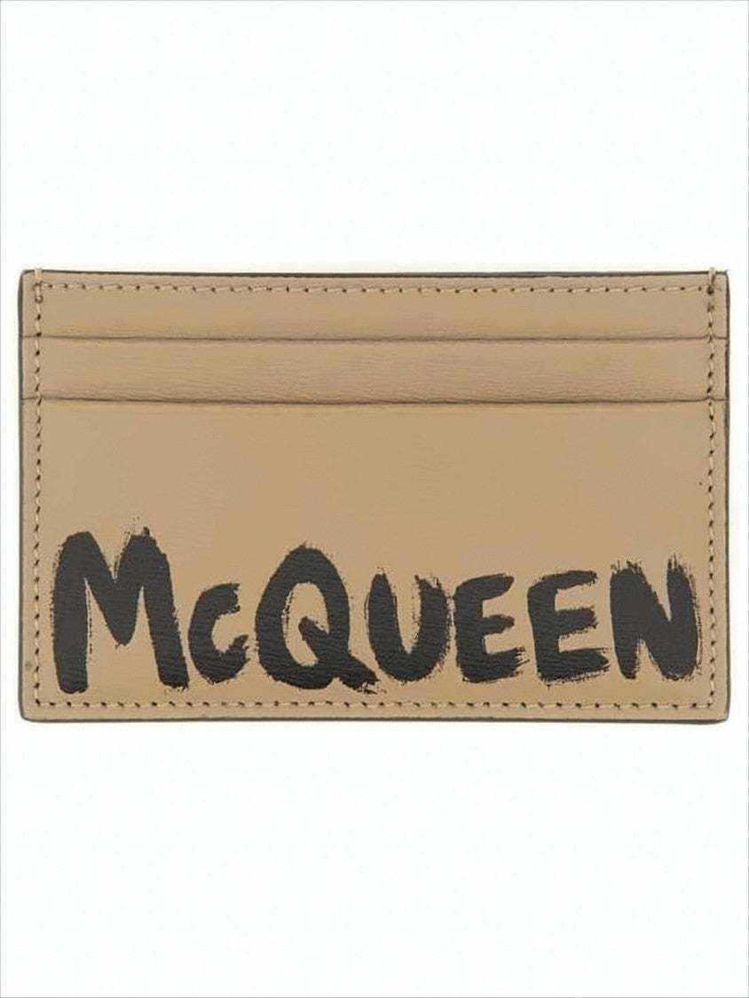 Alexander Mcqueen Rectangular Calf Leather Card Wallet With Hand-Painted Lettering