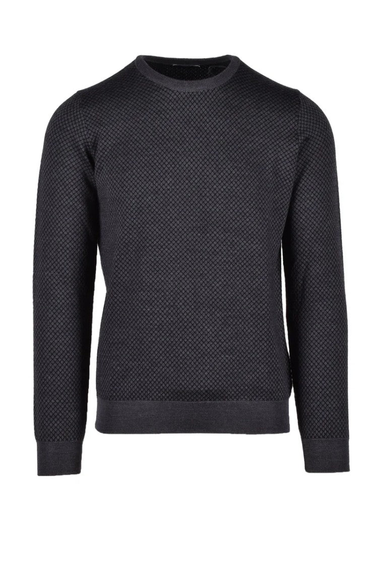 Fama Grey Crewneck Merino Wool Sweater