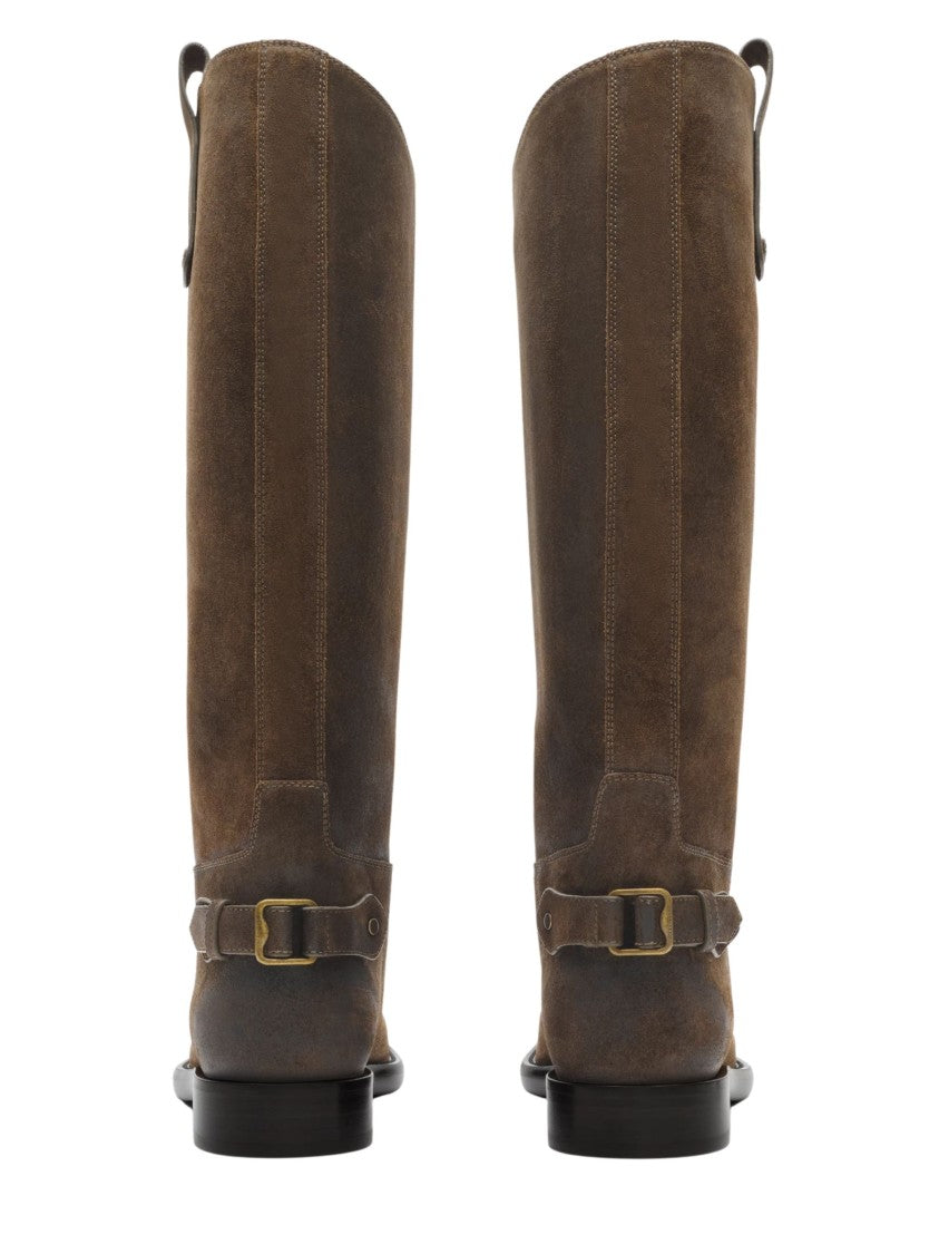 Burberry Loch Green Suede Cavalier Boots
