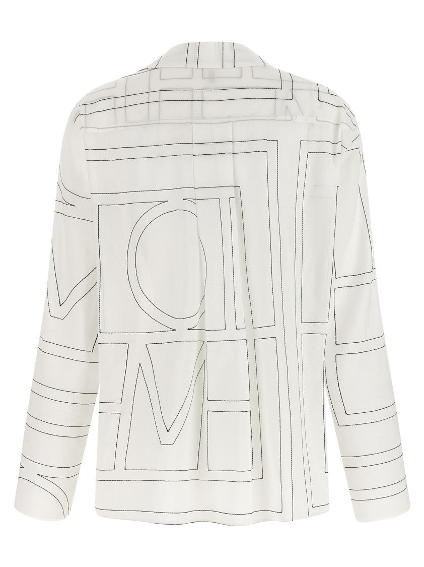 Totême Semitransparent Voile Shirt With Monogram Embroidery